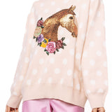 Tan Polka Dot Horse with Rose Wreath Sweater | Queen Of Sparkles