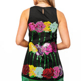 Black Multi Rose Fringe Tank Dress | Queen Of Sparkles