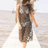 Black Sheer Sequin Polka Dot Midi Coverup Dress | Queen Of Sparkles
