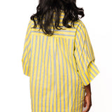 Green & Aqua Striped QOS Card Logo Cotton Tunic | Queen Of Sparkles