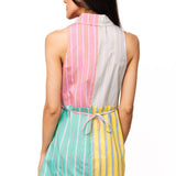 Colorblock Stripe QOS Card Logo Tie Cotton Tank Dress | Queen Of Sparkles