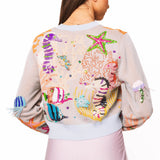 Light Blue Under The Sea Button Up Cardigan | Queen Of Sparkles