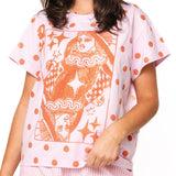 Pink & Orange Polka Dot QOS Card Logo Tee | Queen Of Sparkles