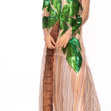Rainbow Stripe Long Sleeve Palm Tree Sheer Coverup | Queen Of Sparkles