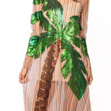 Rainbow Stripe Long Sleeve Palm Tree Sheer Coverup | Queen Of Sparkles