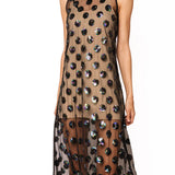 Black Sheer Sequin Polka Dot Midi Coverup Dress | Queen Of Sparkles