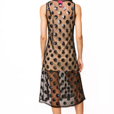 Black Sheer Sequin Polka Dot Midi Coverup Dress | Queen Of Sparkles