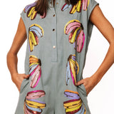 Chambray Multi Banana Button Up Romper | Queen Of Sparkles