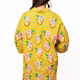 Yellow Striped Coconut Drink Button Up Tunic | Queen Of Sparkles
