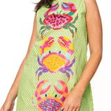 Green Polka Dot Multi Crab Cotton Tank Dress | Queen Of Sparkles