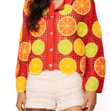 Crochet Lemon, Lime & Orange Button Up Sweater | Queen Of Sparkles