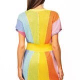 Rainbow Rhinestone V Neck Dress | Queen Of Sparkles