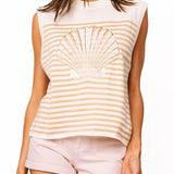 Ivory & Tan Striped Shell Knit Tank | Queen Of Sparkles