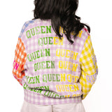 Gingham 'Queen' All Over Button Up Cardigan | Queen Of Sparkles