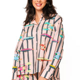 Light Pink Stripe Multi Sea Creature Cotton Short | Queen Of Sparkles