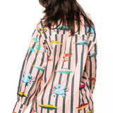 Light Pink Stripe Multi Sea Creature Cotton Short | Queen Of Sparkles
