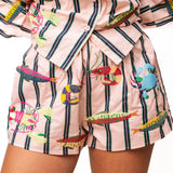 Light Pink Stripe Multi Sea Creature Cotton Short | Queen Of Sparkles
