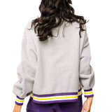 Licensed LSU Grey Gingham Mascot Mock Neck Sweatshirt | Queen Of Sparkles