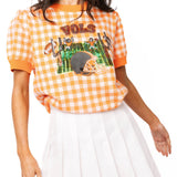 Licensed Tennessee Gingham Field, Players & Helmet Short Sleeve Sweater | Queen Of Sparkles