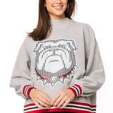 Licensed UGA Grey Gingham Mascot Mock Neck Sweatshirt | Queen Of Sparkles