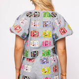 Stripe Multi Vintage Suitcase Cotton Short | Queen Of Sparkles