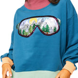 Colorblock Ski Goggle With Reflection Mock Neck Sweatshirt | Queen Of Sparkles