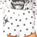 White & Black Polka Dot Sparkle Logo Short | Queen Of Sparkles