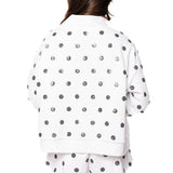 White & Black Polka Dot QOS Card Logo Sweatshirt | Queen Of Sparkles