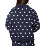 Navy Polka Dot QOS Card Logo Sweatshirt | Queen Of Sparkles
