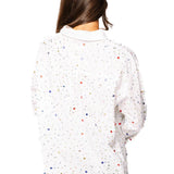 White Rhinestone Cotton Button Up Collared Top | Queen Of Sparkles