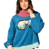 Colorblock Ski Goggle With Reflection Mock Neck Sweatshirt | Queen Of Sparkles