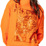 Orange QOS Card Logo Mock Neck Sweatshirt | Queen Of Sparkles