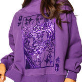 Purple QOS Card Logo Mock Neck Sweatshirt | Queen Of Sparkles