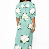 Green & White Gingham Magnolia Button Up Cotton Midi Dress | Queen Of Sparkles