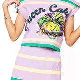 Lavender, Green & Yellow 'Queen Cake' Striped Top | Queen Of Sparkles
