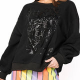 Black Tonal Queen Card Sweatshirt | Queen Of Sparkles