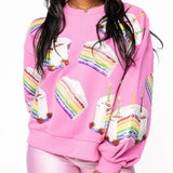Hot Pink Rainbow Birthday Cake Sweatshirt | Queen Of Sparkles