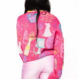 Hot Pink Birthday Icon Rainbow Trim Button Up Cardigan | Queen Of Sparkles