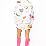 White Mahjong Icon Rainbow Trim Short | Queen Of Sparkles