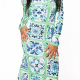 Green & Blue Italian Tie Knit Midi Dress | Queen Of Sparkles