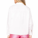 White Queen Card & Sparkle Collar Button Up Cotton Top | Queen Of Sparkles