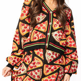 Black Pepperoni Pizza Button Up Cardigan | Queen Of Sparkles