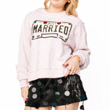Pale Pink Rhinestone 'Just Married' Sweatshirt | Queen Of Sparkles