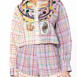 Colorblock Plaid Mardi Gras Cotton Shorts