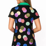 Black Multi Doubloons Collar Short Sleeve Dress | Queen Of Sparkles