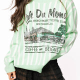 Mint & White Striped 'Cafe Du Monde' Sweater | Queen Of Sparkles