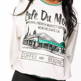 Grey Sport Stripe 'Cafe Du Monde' Sweatshirt | Queen Of Sparkles