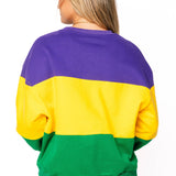 Purple, Yellow & Green Striped Queen Card Sweatshirt | Queen Of Sparkles
