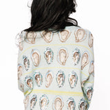 Pale Blue & Green Oyster Tie Up Sweater | Queen Of Sparkles