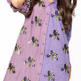 Purple Colorblock Striped Iris Button Up Cotton Dress | Queen Of Sparkles